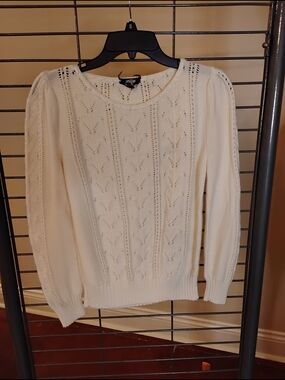 Jolie Cream Pointelle Crewneck Sweater‎